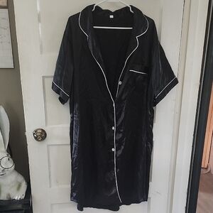SHEIN Black Satin Pajama Shirt